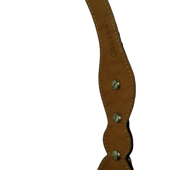 Tony Lama Belt, Brown Leather Western Belt Silver Tone Hardware Size 30 in Waist - Picture 6 of 13